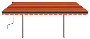 VidaXL narancs és barna kézzel kihúzható LED-es napellenző 4,5 x 3 m