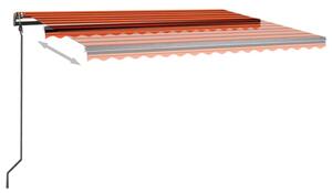 VidaXL narancs és barna kézzel kihúzható LED-es napellenző 4,5 x 3 m