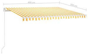 VidaXL sárga és fehér kézzel kihúzható napellenző 400 x 300 cm