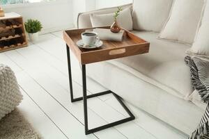 Invicta Chiano Akácfa Levehető Tálcás Kisasztal Fekete 40 cm