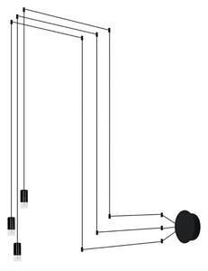 King Home Flusso Wall 3 LED Fali Lámpa Szatén Üveg Fekete Modern