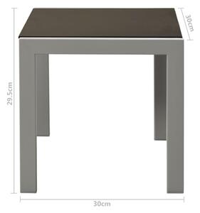 VidaXL 2 db fekete acél és textilén napozóágy asztallal