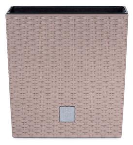 Rato Low Rattan Hatású Műanyag Virágtartó Mocha 17 cm, 5db-os csomag