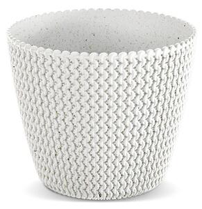Splofy ECO Wood Kötött Mintás Virágcserép Fehér 13 cm, 5db-os csomag