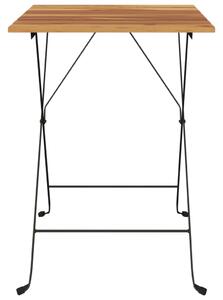 VidaXL tömör tíkfa és acél összecsukható bisztróasztal 55 x 54 x 71 cm