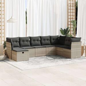 VidaXL Polyrattan Kerti Ülőgarnitúra - 8 részes - Világosszürke