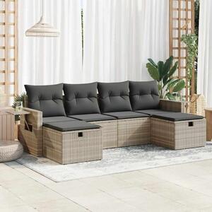 VidaXL Polyrattan Kerti Ülőgarnitúra - 6 részes, Világosszürke