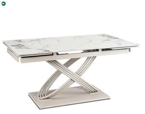 IBIZA kerámia étkezőasztal, bővíthető 160-240 cm, fehér márvány/kasmír
