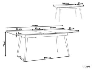 Modern Bővíthető Étkezőasztal Fekete Színben 160 / 200 x 90 cm MALDON