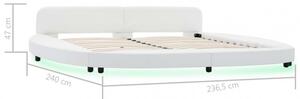 VidaXL fehér LED-es műbőr ágykeret 180 x 200 cm
