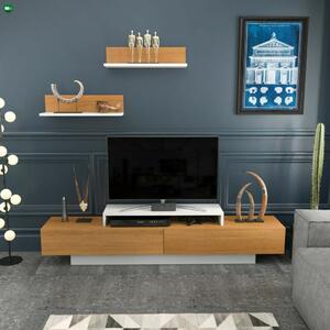 Hanah Home Lusi TV szekrény - fehér, tikfa