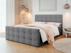 Franciaágy 180 cm Aqua (szürke) (ágyráccsal, matraccal és tárolóhellyel)