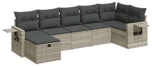 VidaXL Polyrattan Kerti Ülőgarnitúra - 7 részes - Világosszürke