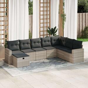 VidaXL Polyrattan Kerti Ülőgarnitúra - 8 részes - Világosszürke