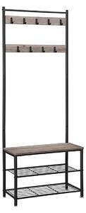 Fém előszobafal INDUSTRY 175 cm, fekete/szürkésbarna