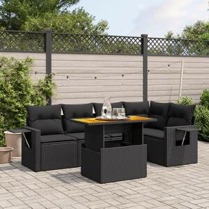 VidaXL Polyrattan Kerti Ülőgarnitúra - 6 részes - Fekete