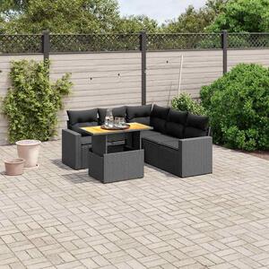 VidaXL Polyrattan Kerti Ülőgarnitúra - 6 részes - Fekete