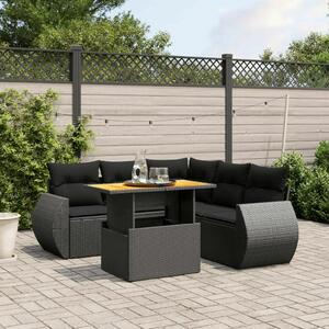 VidaXL Polyrattan Kerti Ülőgarnitúra - 6 részes - Fekete