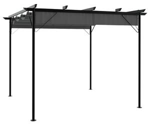 Antracitszürke acél pavilon behúzható tetővel 3 x 3 m 180 g/m²