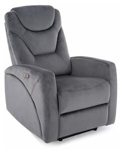 Kronos Velvet Elektromos Relaxációs Fotel USB Csatlakozóval Szürke