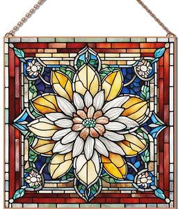 Stained-Glass-Flower-7 üvegkép, falikép