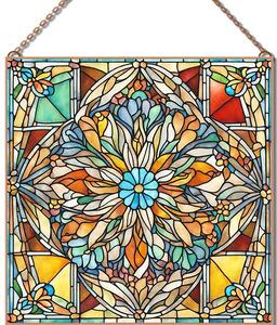 Stained-Glass-Flower-15 üvegkép, falikép