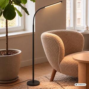 Briloner LED álló lámpa Mura, fekete, magasság 170 cm, fém érintésérzékeny dimmer, dimmelhető, Fekete, Nappali / Étkező, Műanyag, Modern