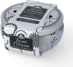 Tesori d'Oriente White Musk Scented Illatgyertya fém dobozban 200 g