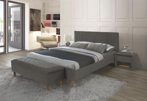 MELINA Velvet kárpitozott ágy + matrac DE LUX, 90x200, bluvel 78/tölgy