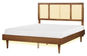 Ágy LED világítással Rattan AURAY 160 x 200 cm Barna