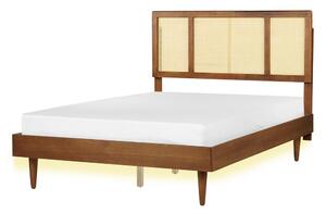 Ágy LED világítással Rattan AURAY 140 x 200 cm Barna