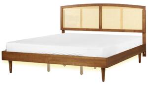 Ágy LED világítással Rattan VARZY 180 x 200 cm Barna