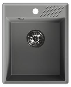 Laveo Hub, 1 rekeszes gránit mosogató 394x485x204 mm, sötétszürke (Volcano), LAV-SPH_V10Y