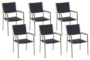 Hatdarabos kerti szék szett GROSSETO PE Rattan Fekete