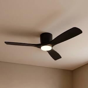 Lucande Smart LED mennyezeti ventilátor Moneno, fekete, DC, Tuya, dimmelhető, Fekete, Nappali / Étkező, fém, Modern