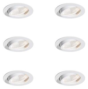 Set van 6 inbouwspots wit 9,5cm incl. LED 1300 lm dimbaar IP23 - Gaius
