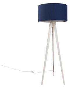 Állólámpa háromlábú állvánnyal, fehér színben, sötétkék szövetbúrával, 50 cm - Tripod Classic