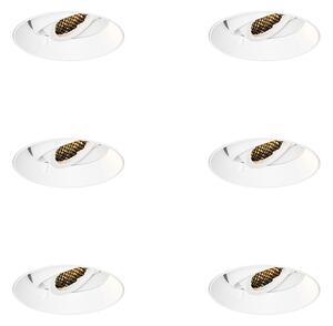 6 darabos modern, fehér, süllyesztett spotlámpa szett GU10 kerek keret nélküli - Oneon Honey