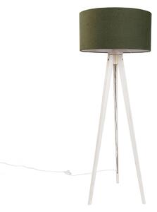 Állólámpa háromlábú fehér, sötétzöld szövetbúrával 50 cm - Tripod Classic