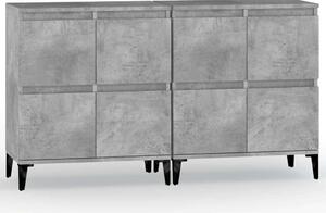 2 db Beton Szürke Fa Tálalószekrény - 60x35x70 cm