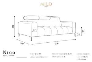 Nico bézs fekvő kanapé bársonyhuzattal - Milo Casa