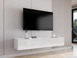 TV-állvány Vilrin I, Közepes sűrűségű farostlemez, Laminált forgácslap, 30x180x40cm, Fényes fehér, Fehér
