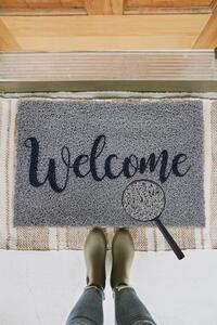 Lábtörlő, szürke - WELCOME
