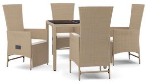 Polyrattan Kerti Étkezőgarnitúra - 5 részes - Bézs