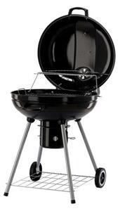 GardenLine Faszenes grillsütő fedővel, hőmérővel, kerekekkel 66x5