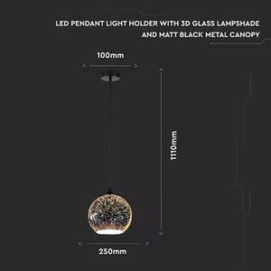 LED Solution Ezüst üvegcsillár E27 égőhöz, ø250mm