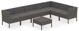 VidaXL 8 részes szürke polyrattan kerti ülőgarnitúra párnákkal