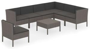 VidaXL 8 részes szürke polyrattan kerti ülőgarnitúra párnákkal