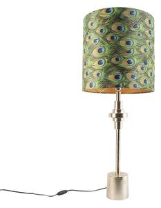 Art Deco asztali lámpa arany bársony árnyalatú pávakialakítás 40 cm - Diverso