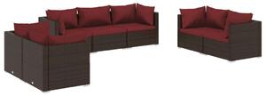 Polyrattan Kerti Ülőgarnitúra - 7 részes - Barna